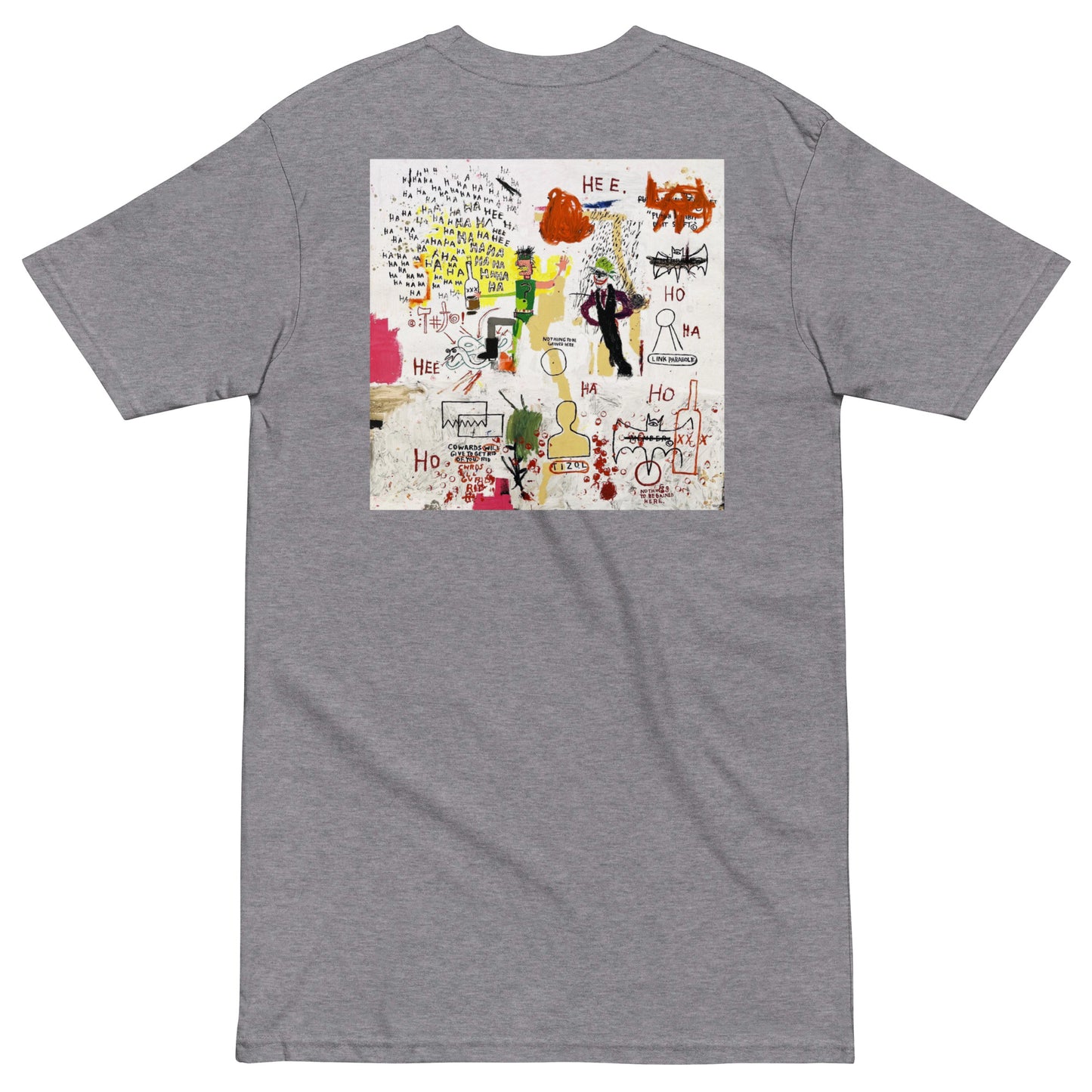 Jean-Michel Basquiat "Riddle Me This Batman" Artwork Printed Premium Streetwear Crewneck T-shirt Grey