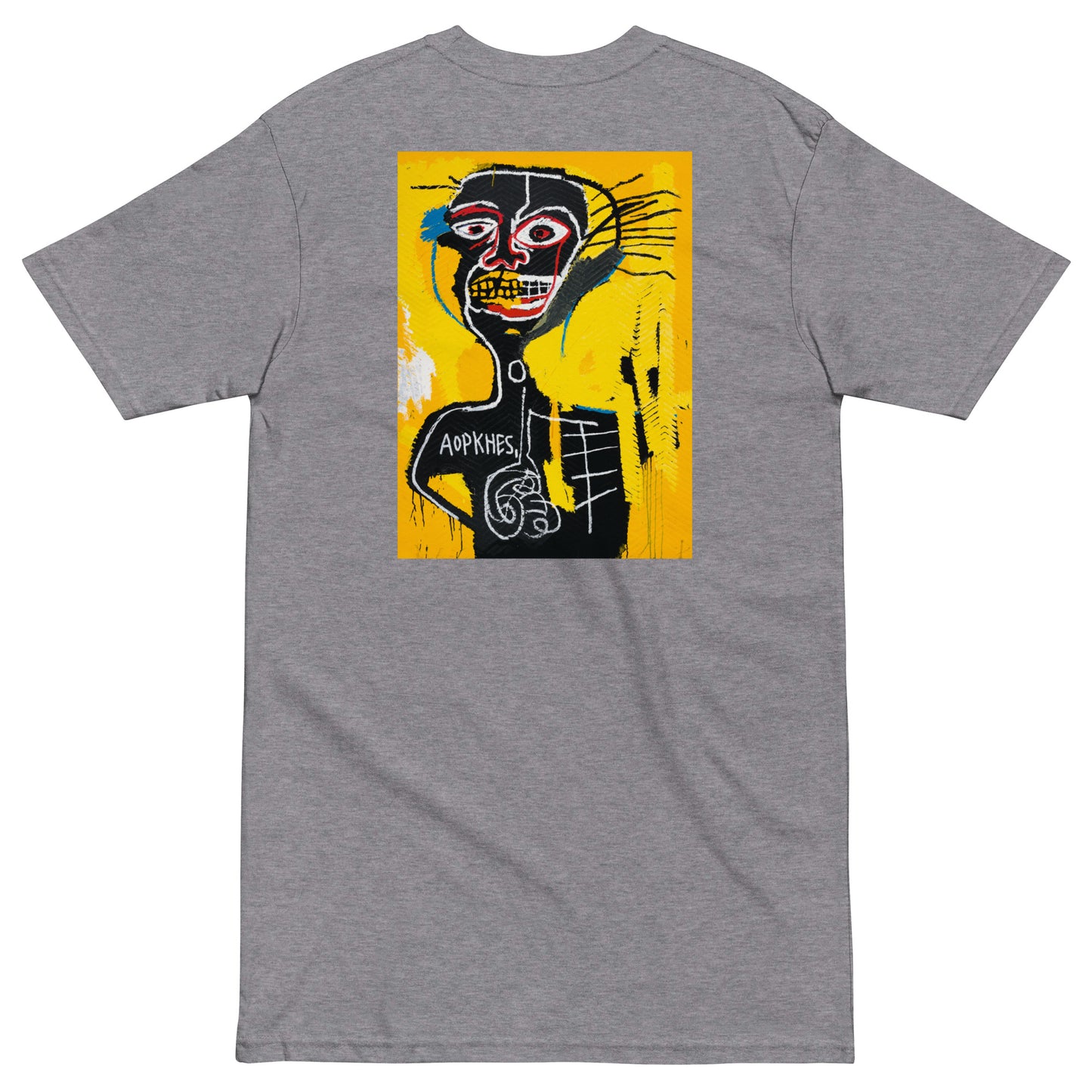 Jean-Michel Basquiat "Cabeza" Artwork Printed Premium Streetwear Crewneck T-shirt Grey