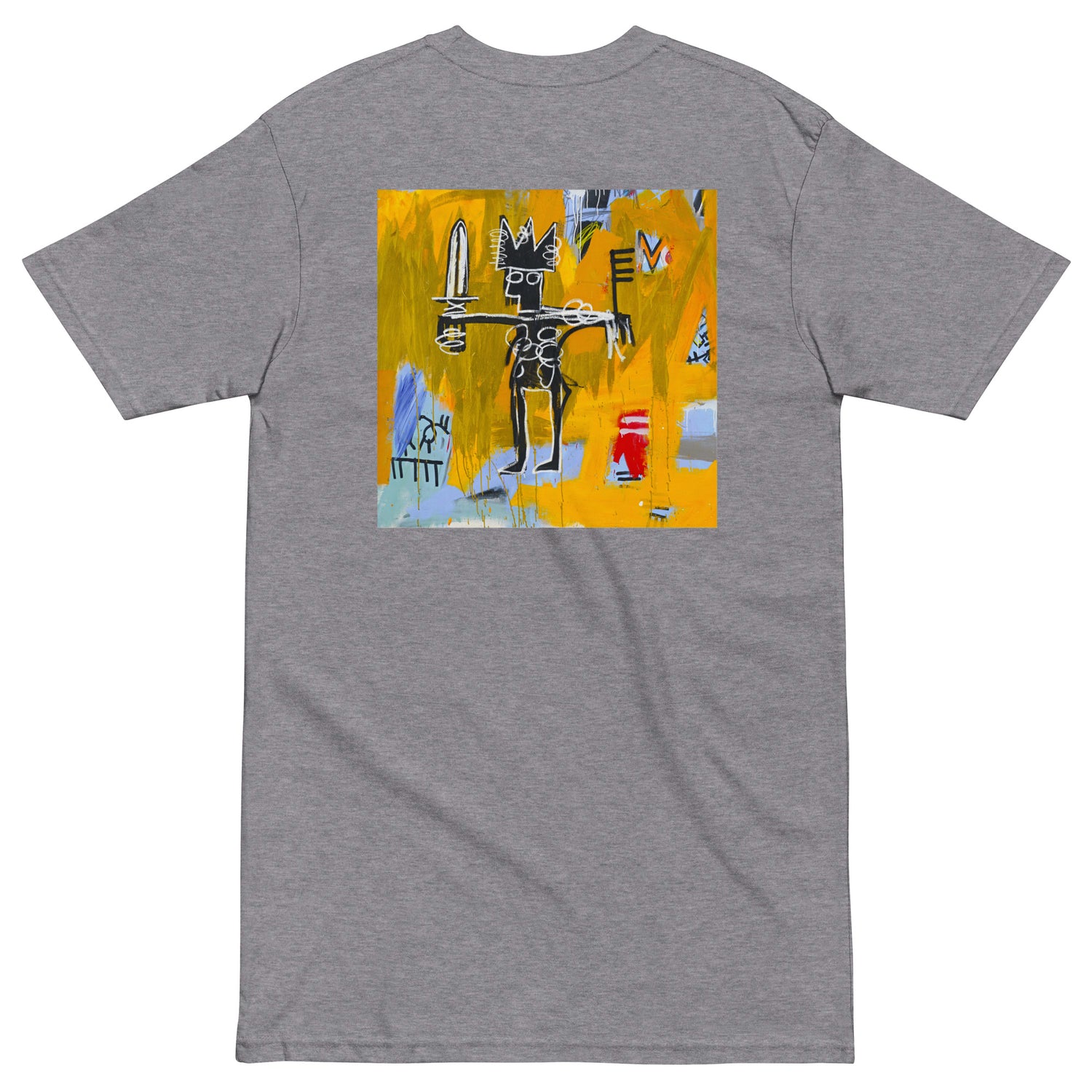 Jean-Michel Basquiat "Julius Caesar on Gold" Artwork Printed Premium Streetwear Crewneck T-shirt Grey