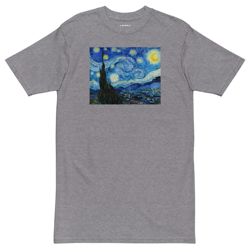 Vincent Van Gogh The Starry Night Painting Printed Premium Grey T-shirt Streetwear