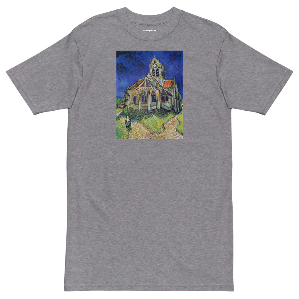 Vincent Van Gogh The Church at Auvers Painting Printed Premium Grey T-shirt Streetwear