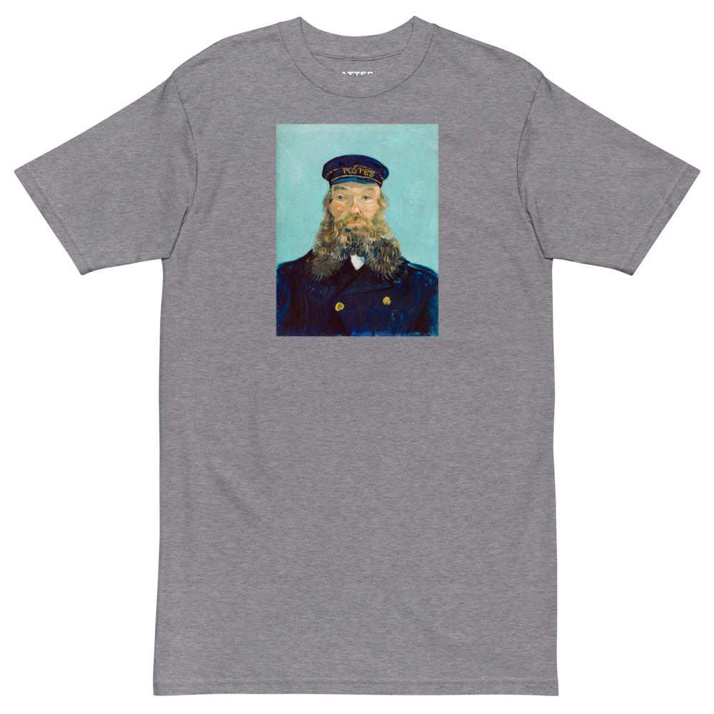 Vincent Van Gogh Portrait of Postman Roulin Painting Printed Premium Grey T-shirt Streetwear