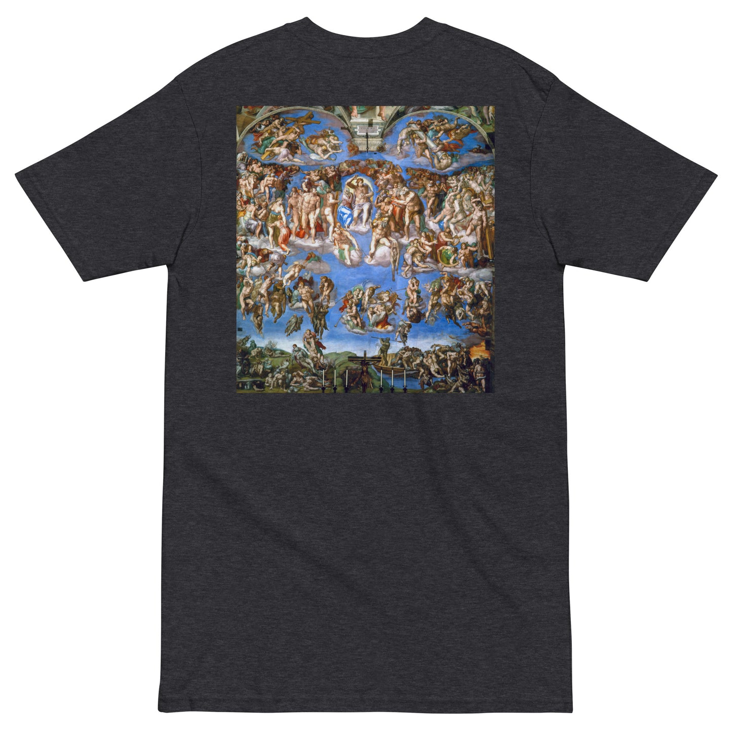 Michelangelo Buonarroti's The Last Judgment Embroidered + Printed Premium Christian Streetwear T-shirt