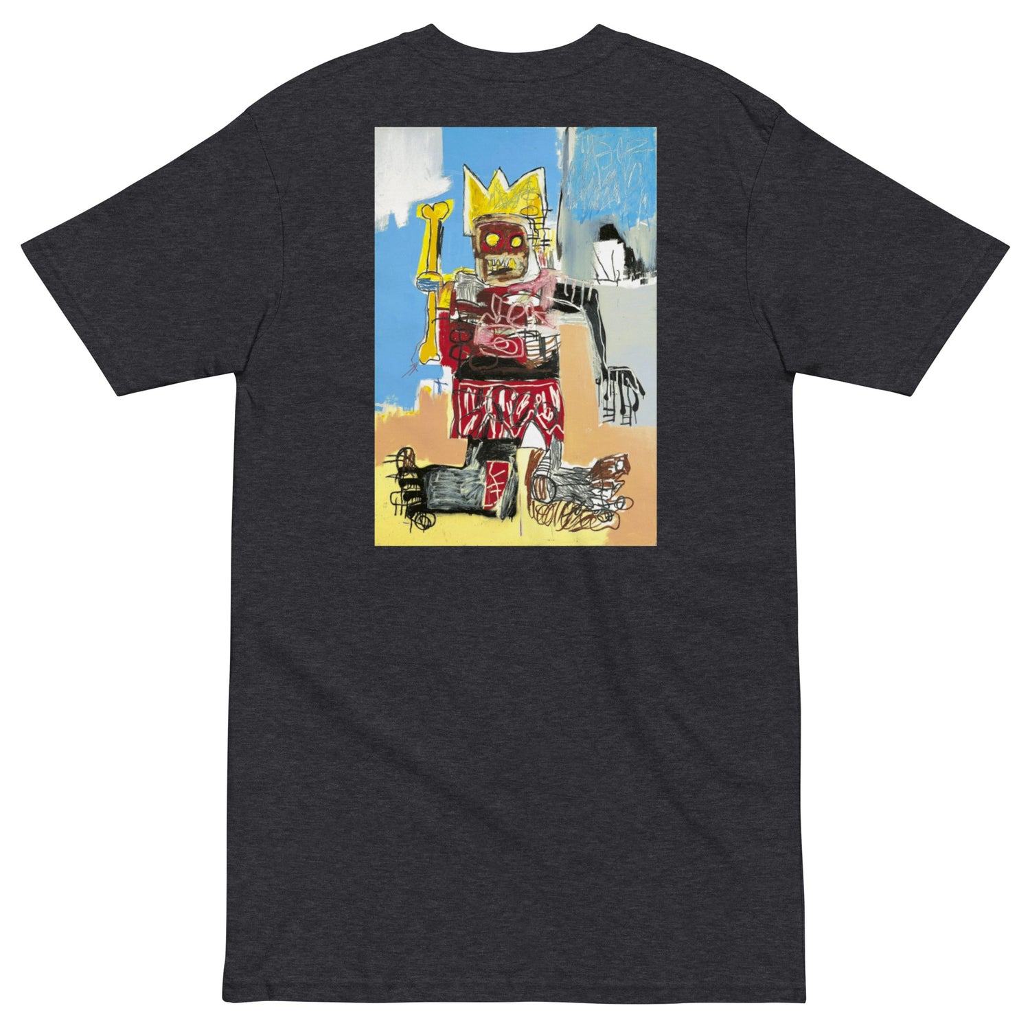 Jean-Michel Basquiat "Untitled" 1982 Artwork Embroidered + Printed Premium Streetwear T-shirt Charcoal Grey