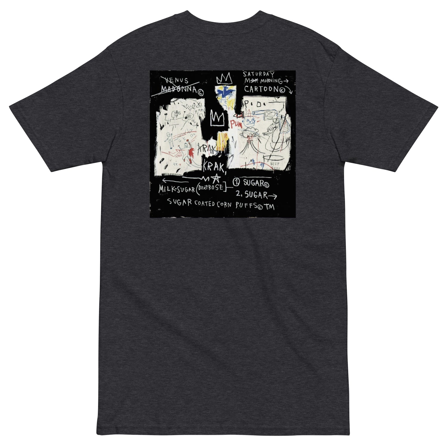 Jean-Michel Basquiat "A Panel of Experts" 1982 Artwork Printed Premium Streetwear Crewneck T-shirt Charcoal Grey