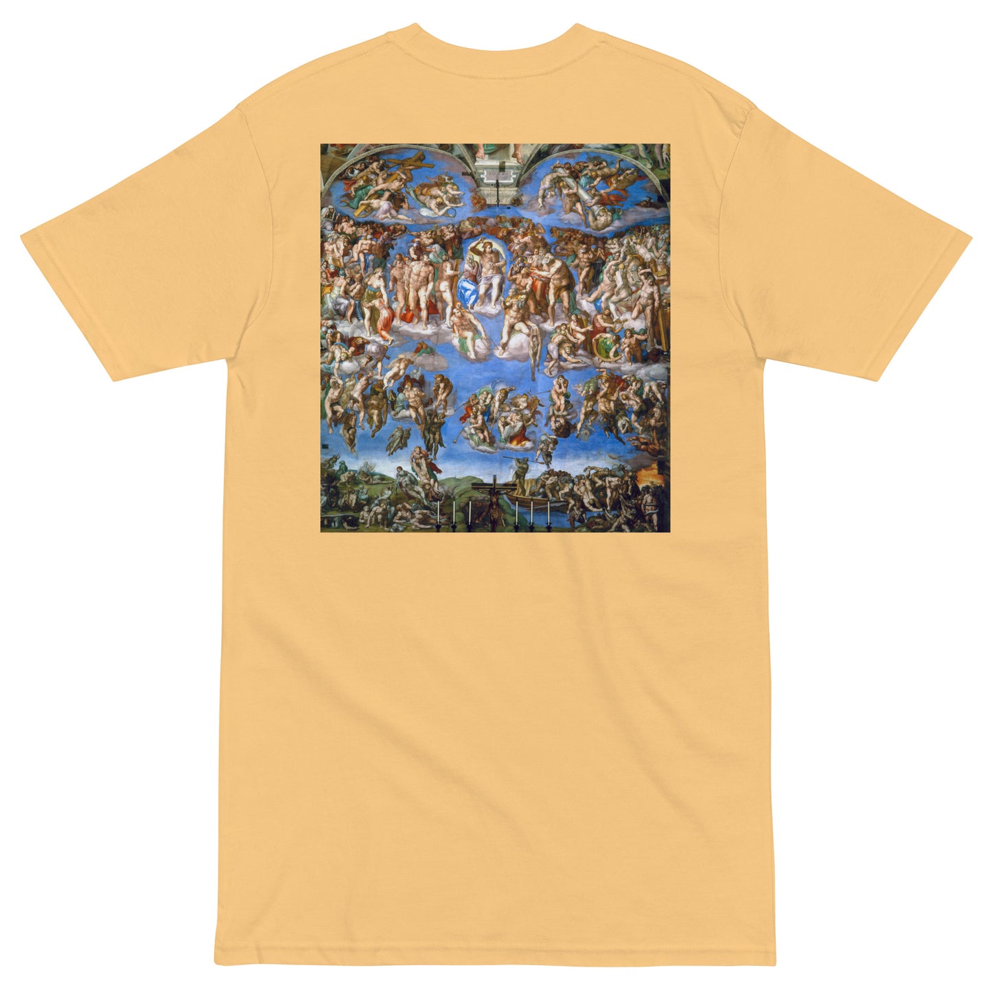 Michelangelo Buonarroti's The Last Judgment Embroidered + Printed Premium Christian Streetwear T-shirt