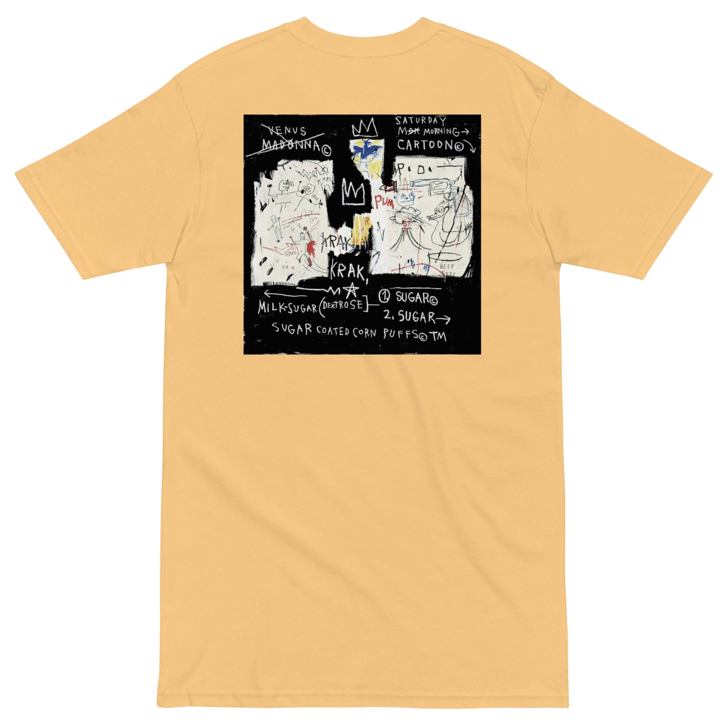 Jean-Michel Basquiat "A Panel of Experts" 1982 Artwork Printed Premium Streetwear Crewneck T-shirt Yellow