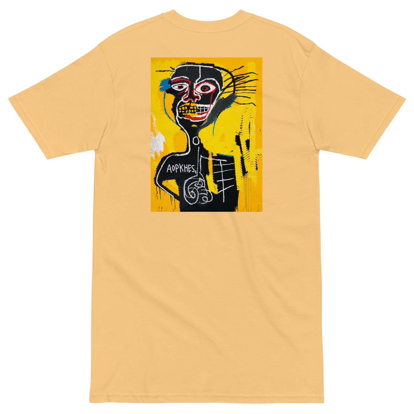 Jean-Michel Basquiat "Cabeza" Artwork Printed Premium Streetwear Crewneck T-shirt Yellow