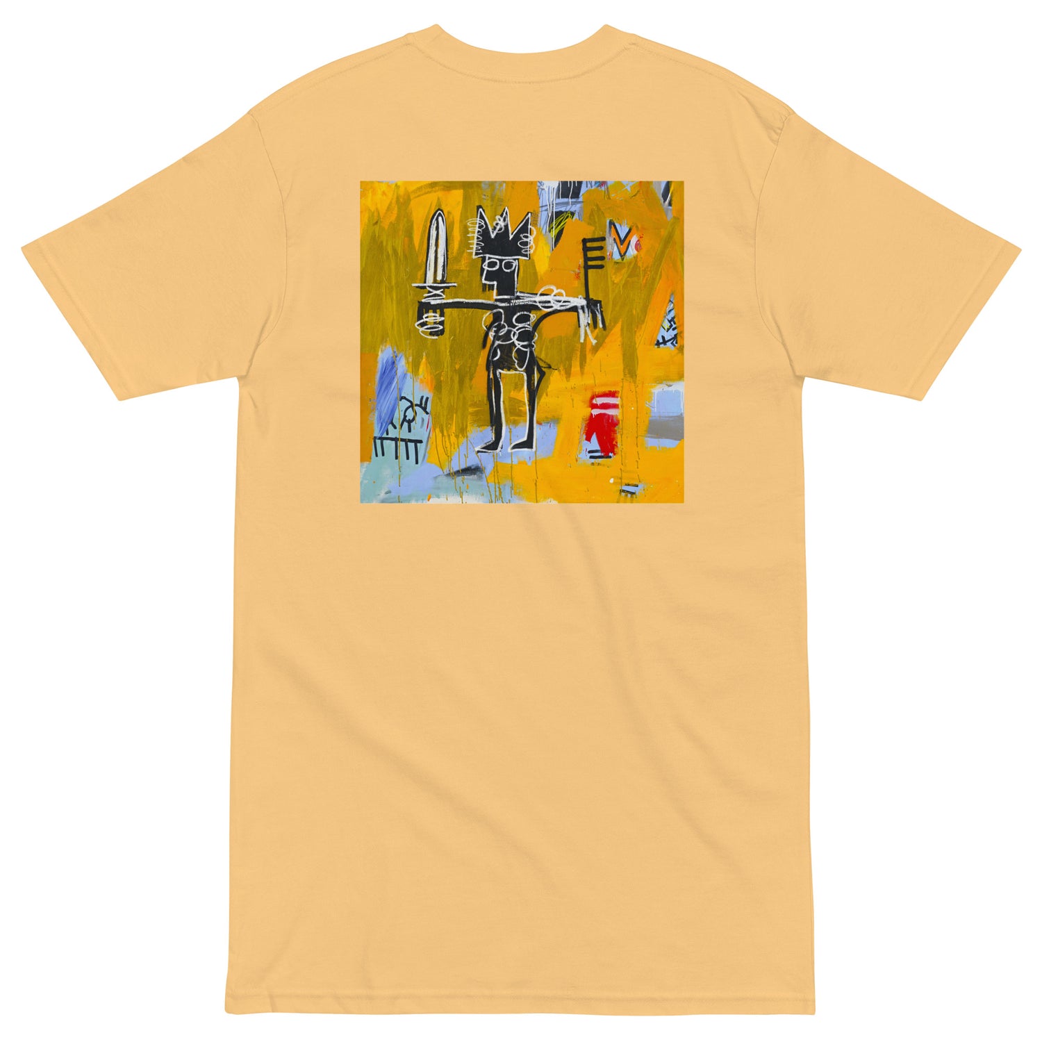 Jean-Michel Basquiat "Julius Caesar on Gold" Artwork Printed Premium Streetwear Crewneck T-shirt Yellow