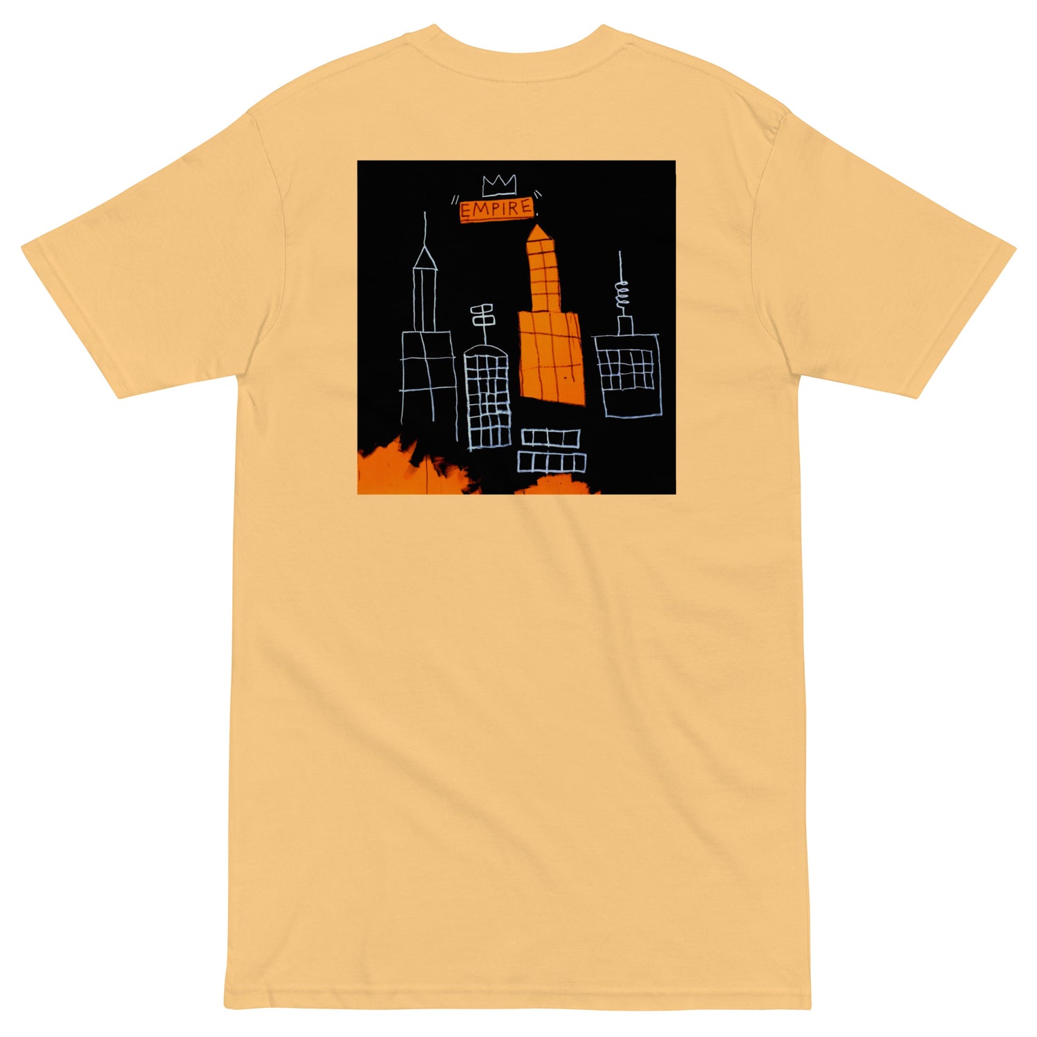 Jean-Michel Basquiat "Mecca" 1982 Artwork Embroidered + Printed Premium Streetwear T-shirt Yellow