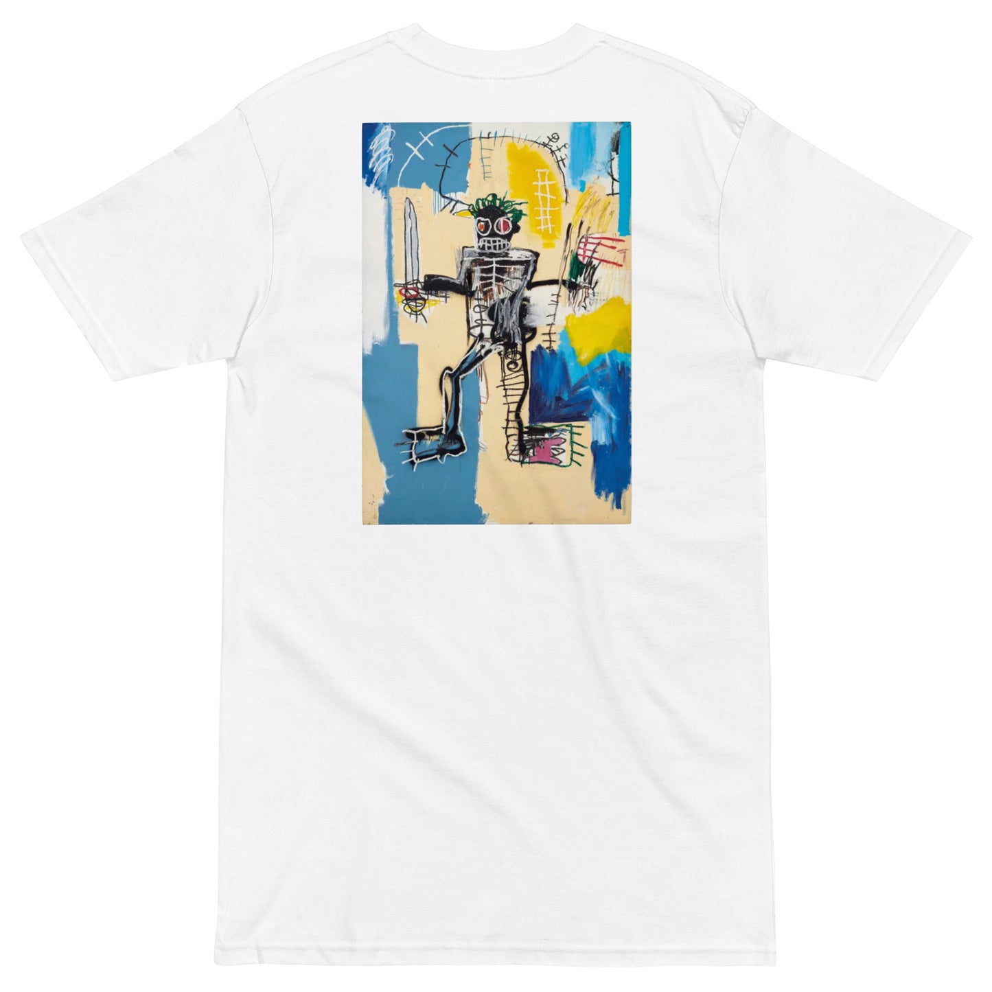 Jean-Michel Basquiat "Warrior" 1982 Artwork Embroidered + Printed Premium Streetwear T-shirt White
