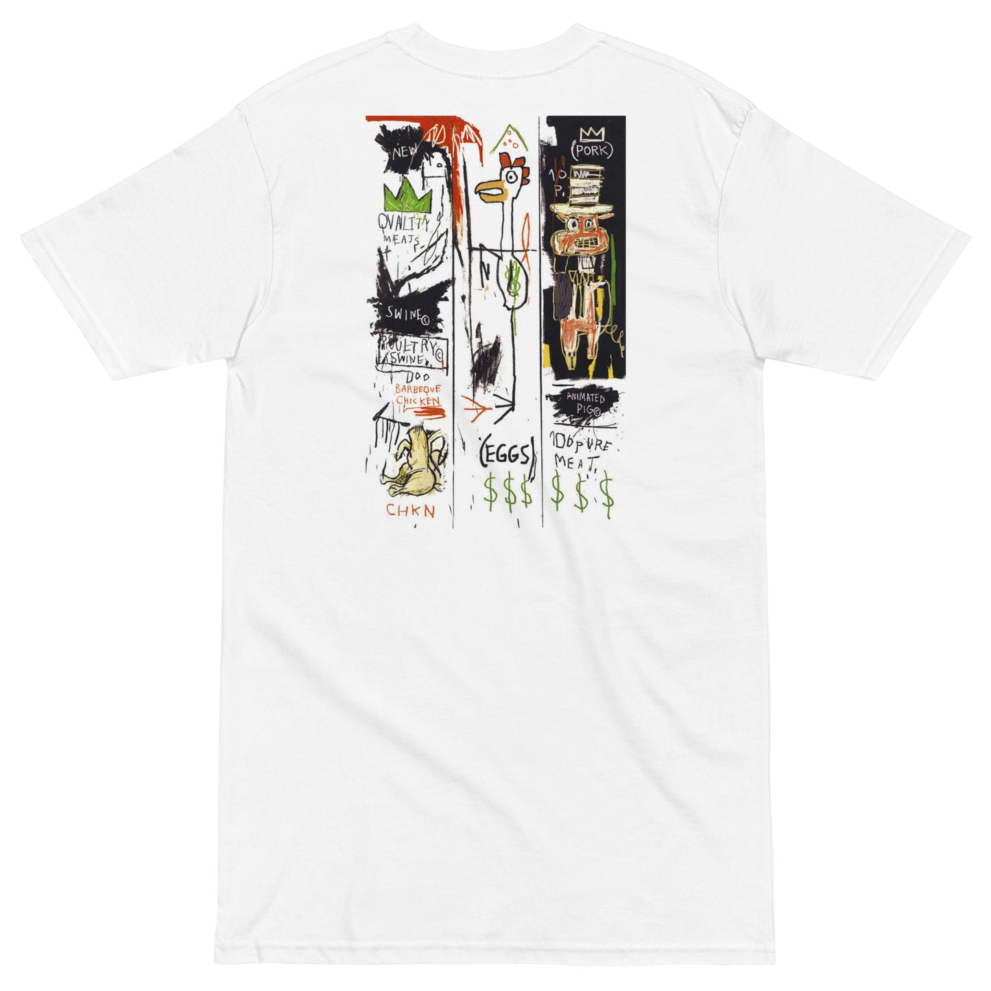 Jean-Michel Basquiat "Quality Meats for the Public" 1982 Artwork Embroidered + Printed Premium Streetwear T-shirt