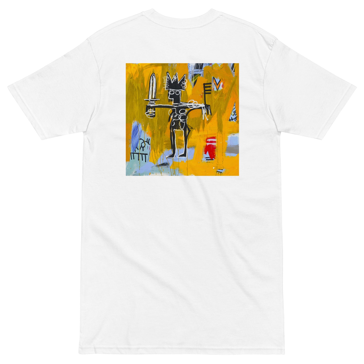 Jean-Michel Basquiat "Julius Caesar on Gold" Artwork Printed Premium Streetwear Crewneck T-shirt White