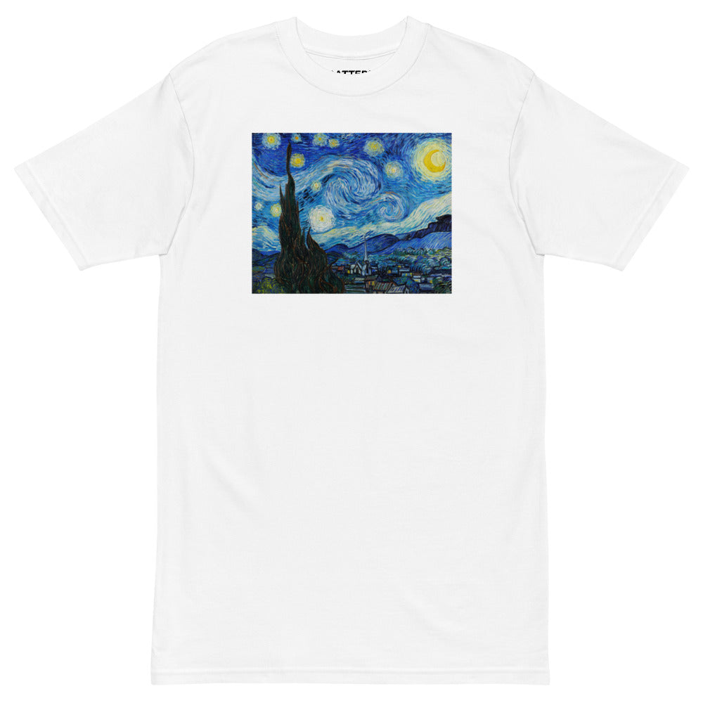 Vincent Van Gogh The Starry Night Painting Printed Premium White T-shirt Streetwear
