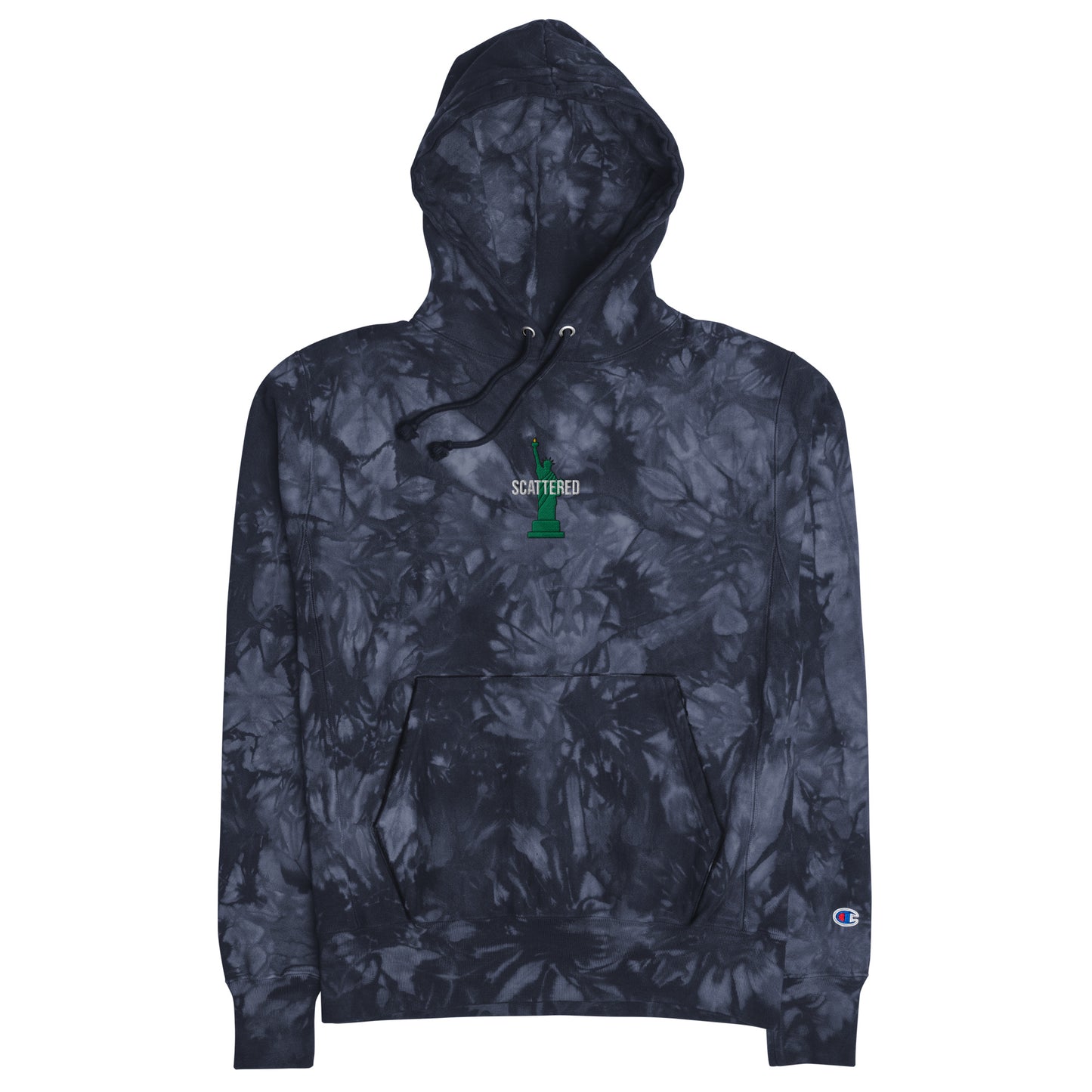 Statue of Liberty Logo Embroidered Champion Reverse Weave Tie-dye Hoodie