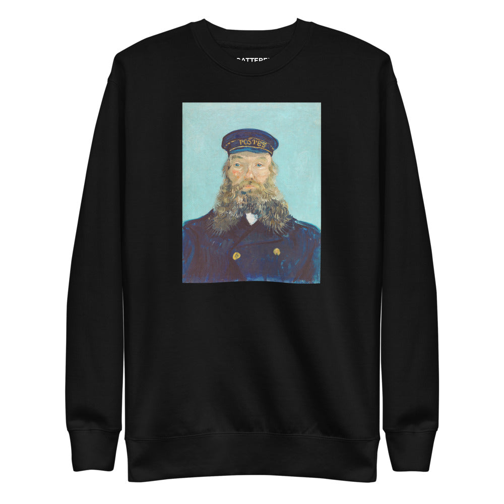 Vincent Van Gogh Portrait of Postman Roulin Painting Printed Premium Black Crewneck Sweatshirt Streetwear