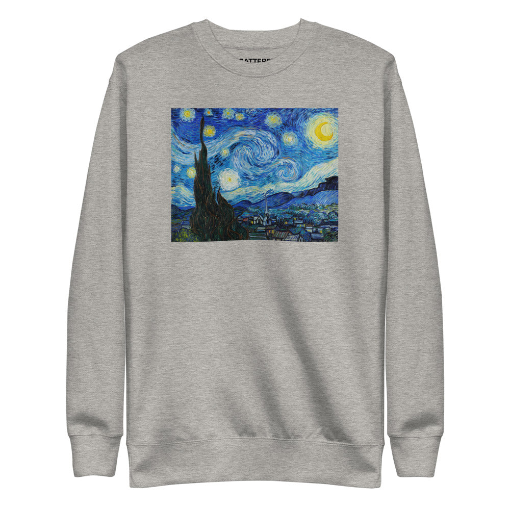 Vincent Van Gogh The Starry Night Painting Printed Premium Grey Crewneck Sweatshirt Streetwear