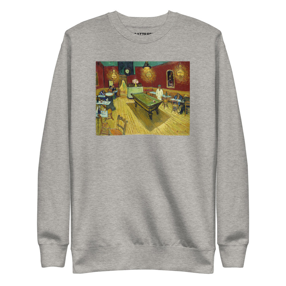Vincent Van Gogh Le Café de Nuit (The Night Café) Painting Printed Premium Grey Crewneck Sweatshirt Streetwear