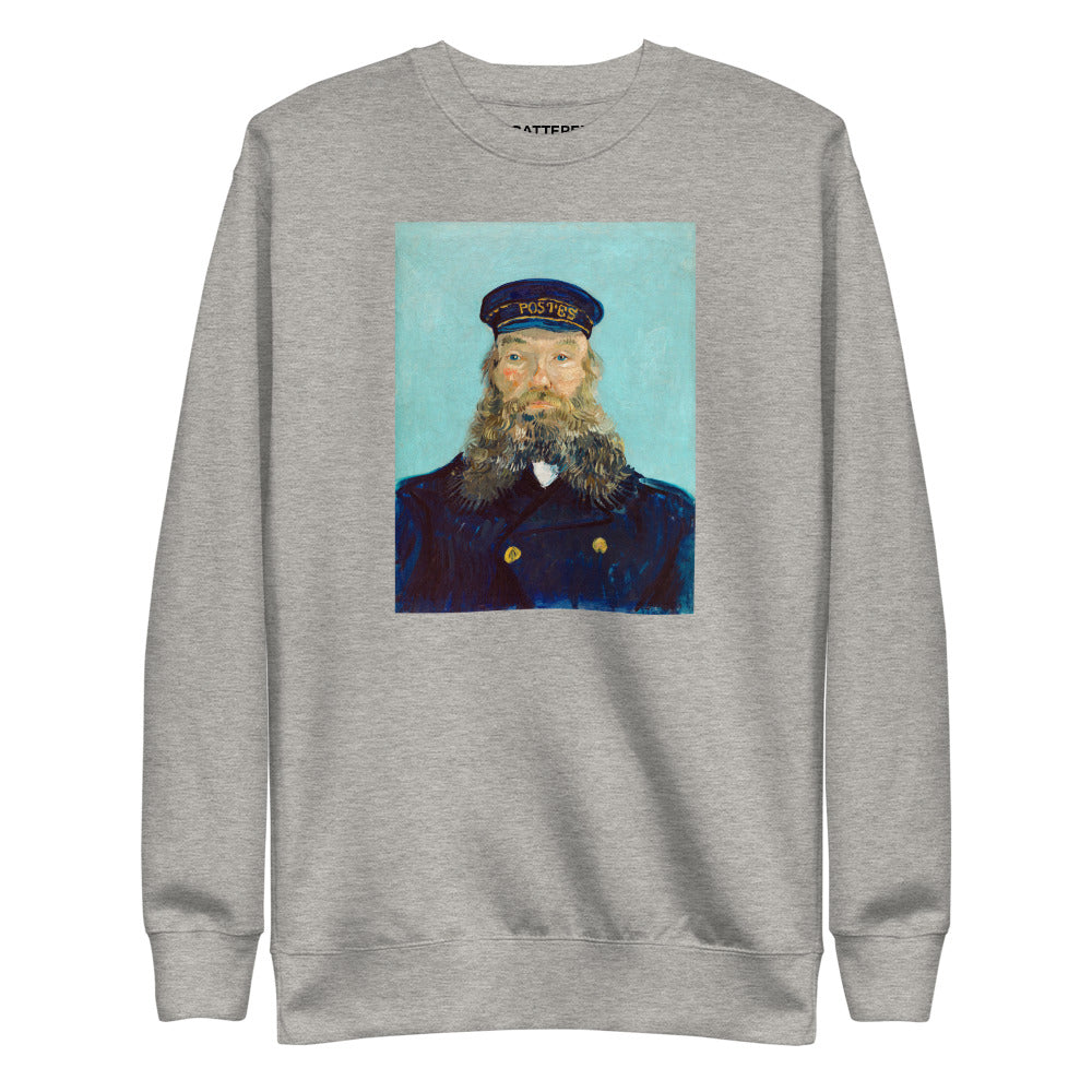 Vincent Van Gogh Portrait of Postman Roulin Painting Printed Premium Grey Crewneck Sweatshirt Streetwear