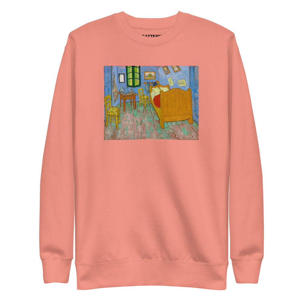 Vincent Van Gogh The Bedroom Painting Printed Premium Salmon Pink Crewneck Sweatshirt Streetwear