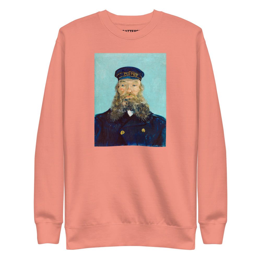 Vincent Van Gogh Portrait of Postman Roulin Painting Printed Premium Salmon Pink Crewneck Sweatshirt Streetwear