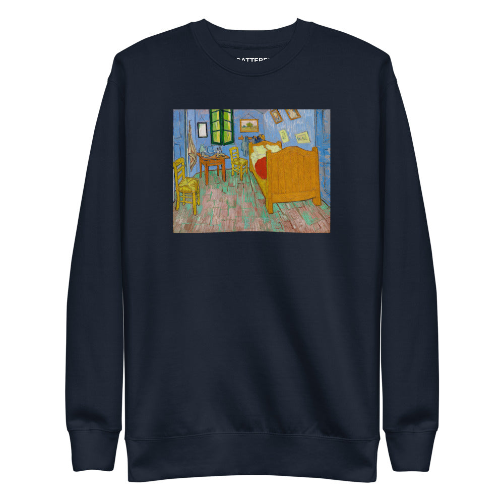 Vincent Van Gogh The Bedroom Painting Printed Premium Navy Blue Crewneck Sweatshirt Streetwear