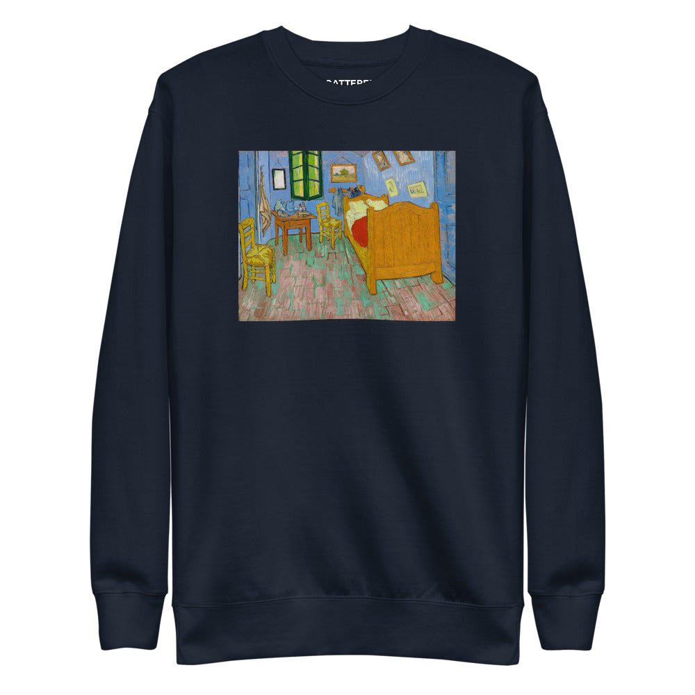 Vincent Van Gogh The Bedroom Painting Printed Premium Navy Blue Crewneck Sweatshirt Streetwear