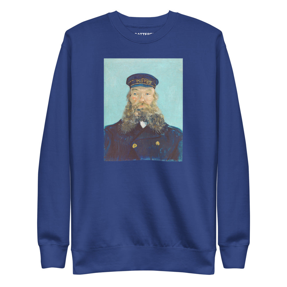 Vincent Van Gogh Portrait of Postman Roulin Painting Printed Premium Royal Blue Crewneck Sweatshirt Streetwear