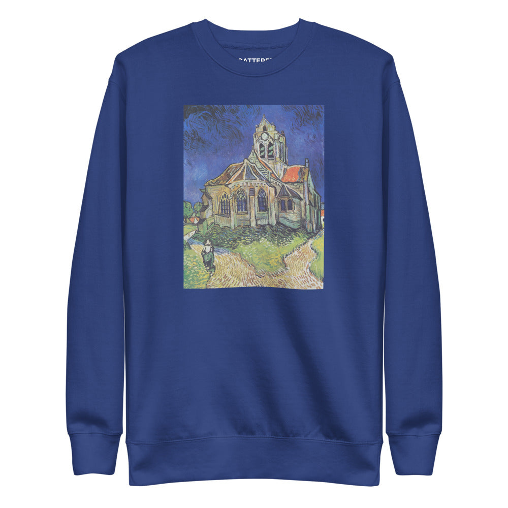 Vincent Van Gogh The Church at Auvers Painting Printed Premium Royal Blue Crewneck Sweatshirt Streetwear