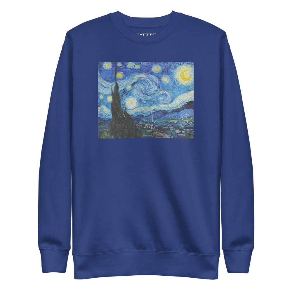 Vincent Van Gogh The Starry Night Painting Printed Premium Royal Blue Crewneck Sweatshirt Streetwear
