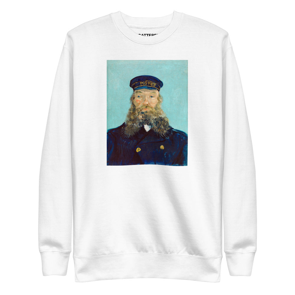 Vincent Van Gogh Portrait of Postman Roulin Painting Printed Premium White Crewneck Sweatshirt Streetwear