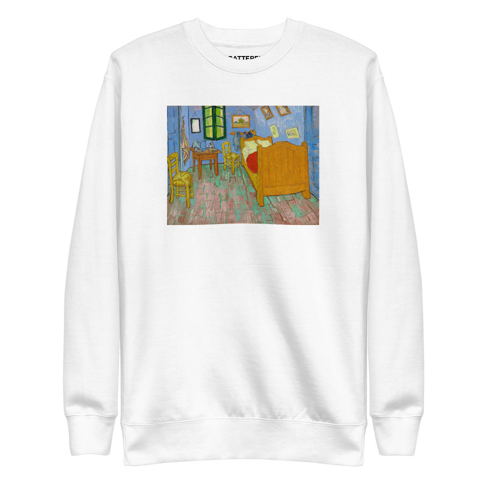 Vincent Van Gogh The Bedroom Painting Printed Premium White Crewneck Sweatshirt Streetwear