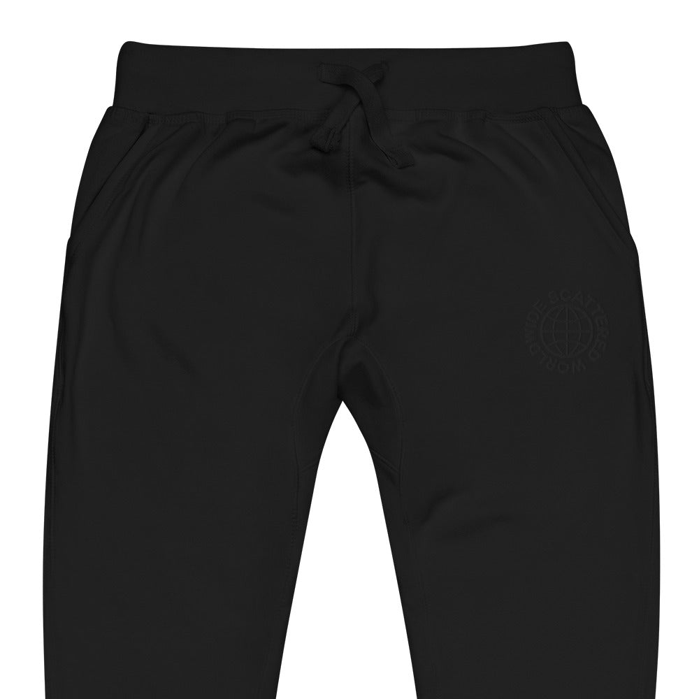 Black Embroidered Worldwide Logo Sweatpants