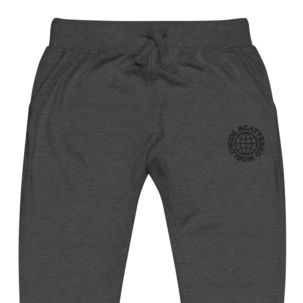 Black Embroidered Worldwide Logo Sweatpants