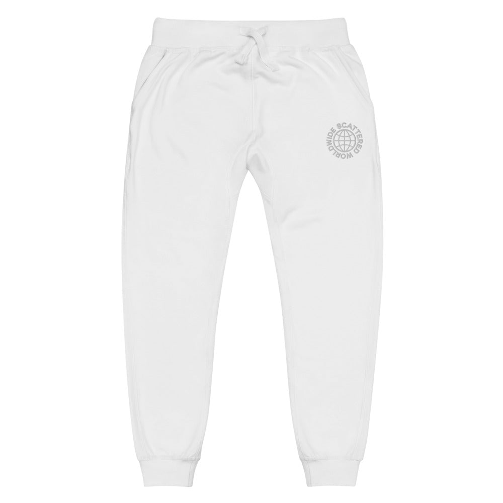 White Embroidered Worldwide Logo Sweatpants