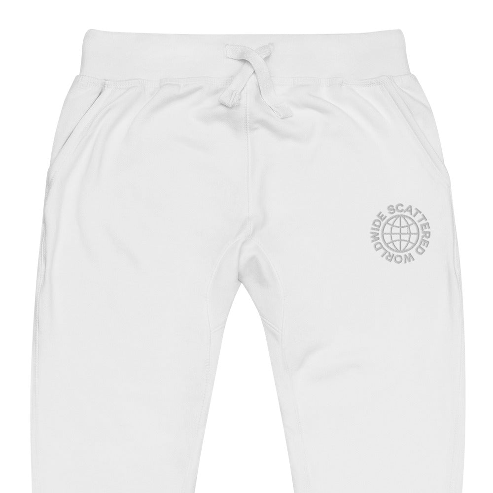 White Embroidered Worldwide Logo Sweatpants