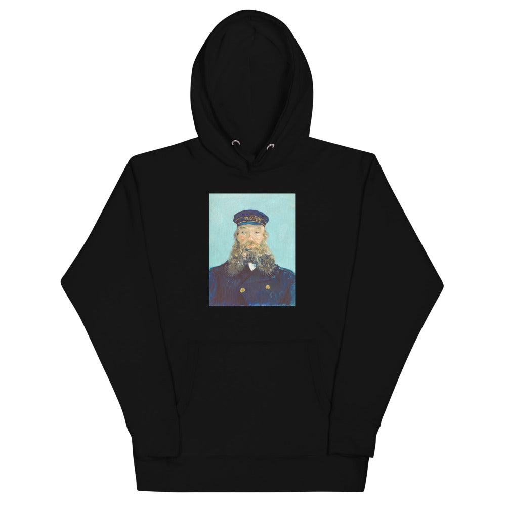 Vincent Van Gogh Portrait of Postman Roulin Painting Printed Premium Black Hoodie Sweatshirt Streetwear