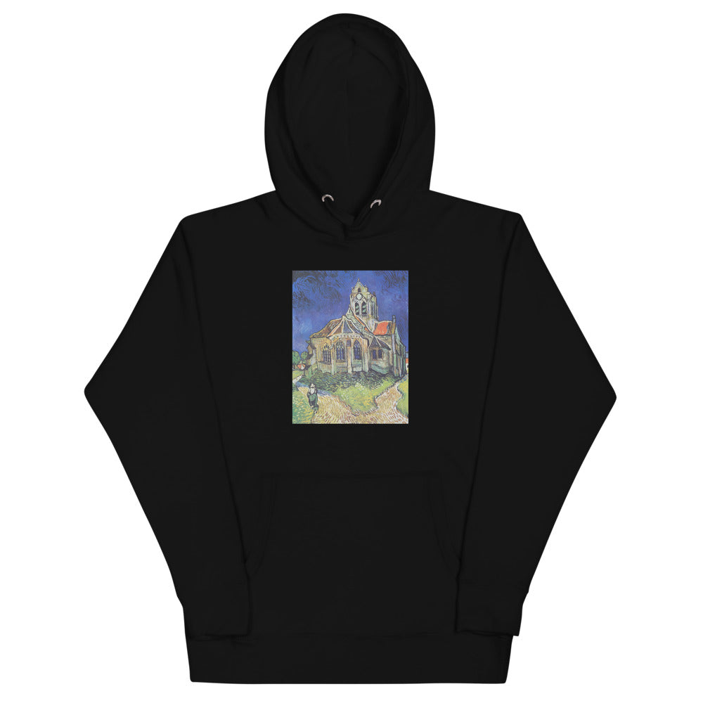 Vincent Van Gogh The Church at Auvers Painting Printed Premium Black Hoodie Sweatshirt Streetwear