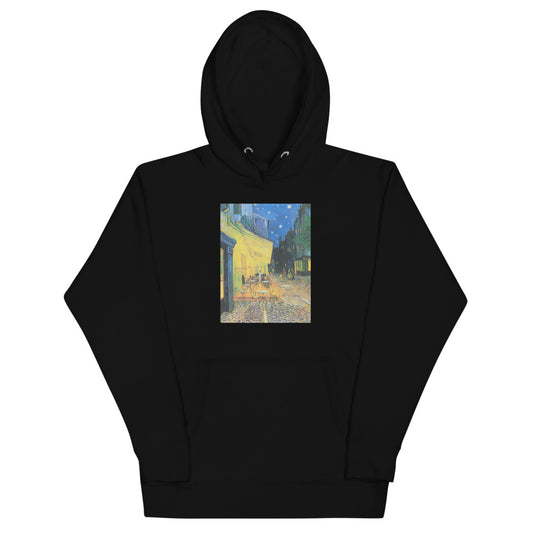 Vincent Van Gogh Café Terrace at Night Painting Printed Premium Black Hoodie Sweatshirt Streetwear
