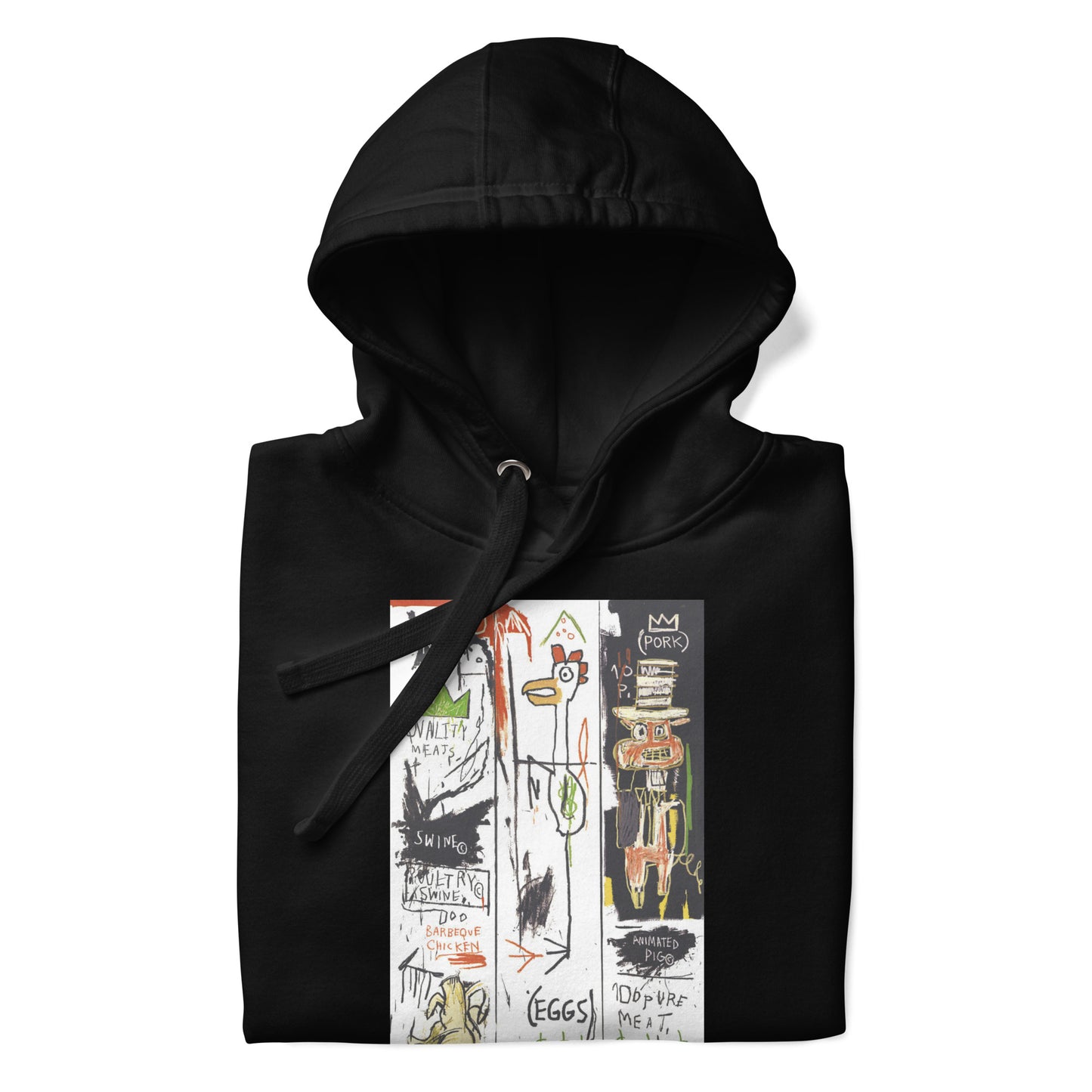 Jean-Michel Basquiat "Quality Meats for the Public" 1982 Artwork Printed Premium Streetwear Sweatshirt Hoodie Black