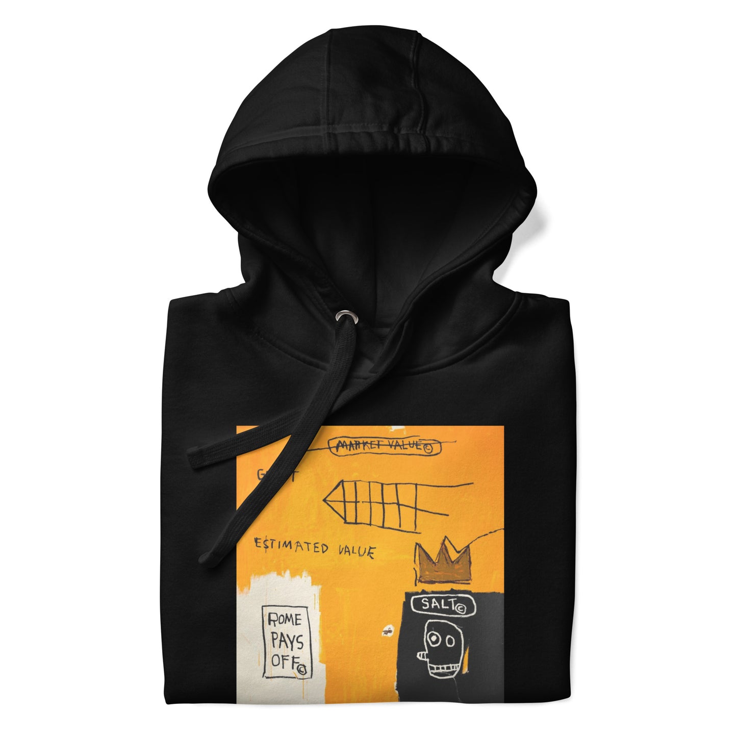Jean-Michel Basquiat "Rome Pays Off" Artwork Printed Premium Streetwear Sweatshirt Hoodie Black