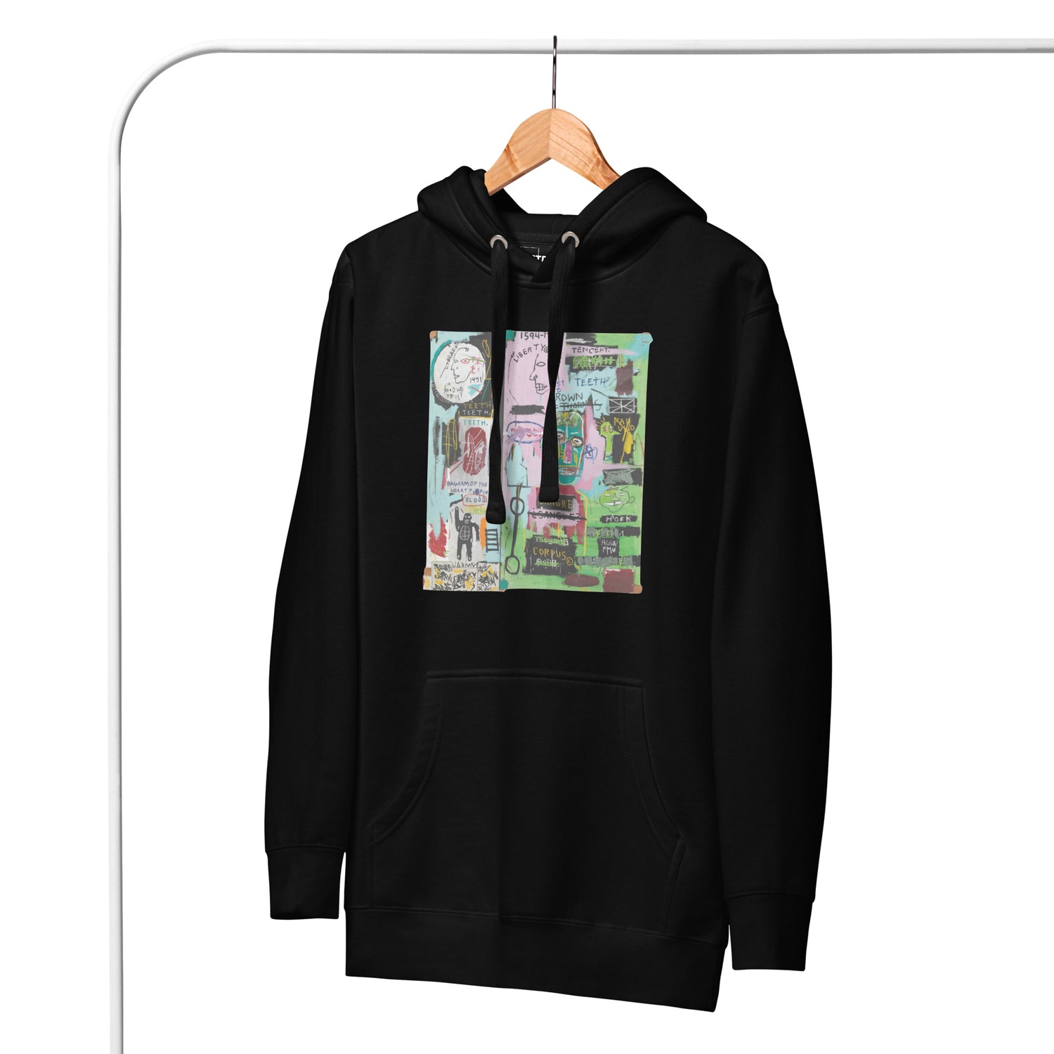 Jean-Michel Basquiat "In Italian" Artwork Printed Premium Streetwear Sweatshirt Hoodie Black