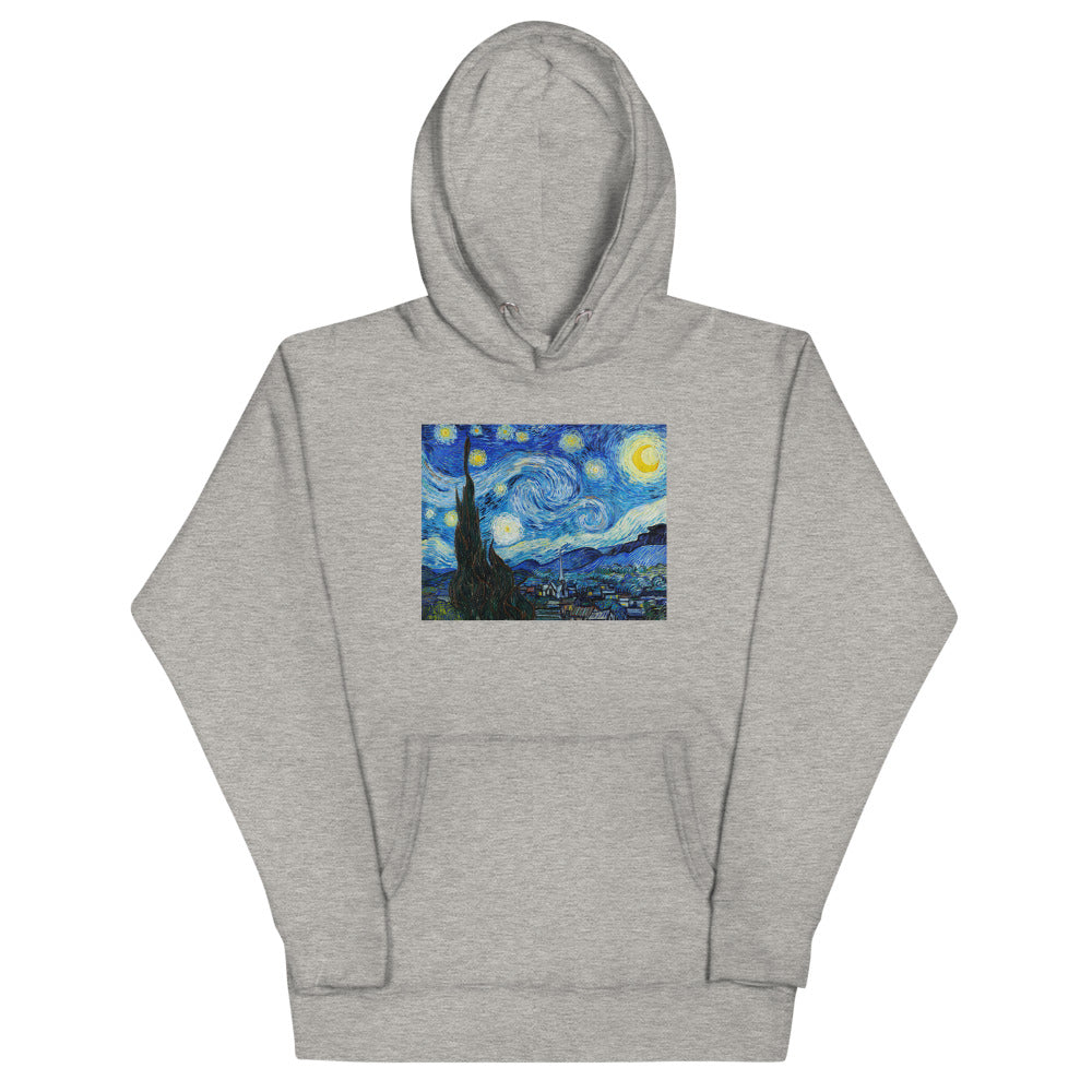 Vincent Van Gogh The Starry Night Painting Printed Premium Grey Hoodie Sweatshirt Streetwear