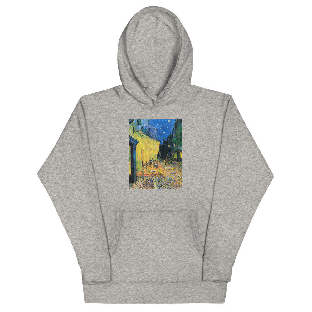 Vincent Van Gogh Café Terrace at Night Painting Printed Premium Grey Hoodie Sweatshirt Streetwear
