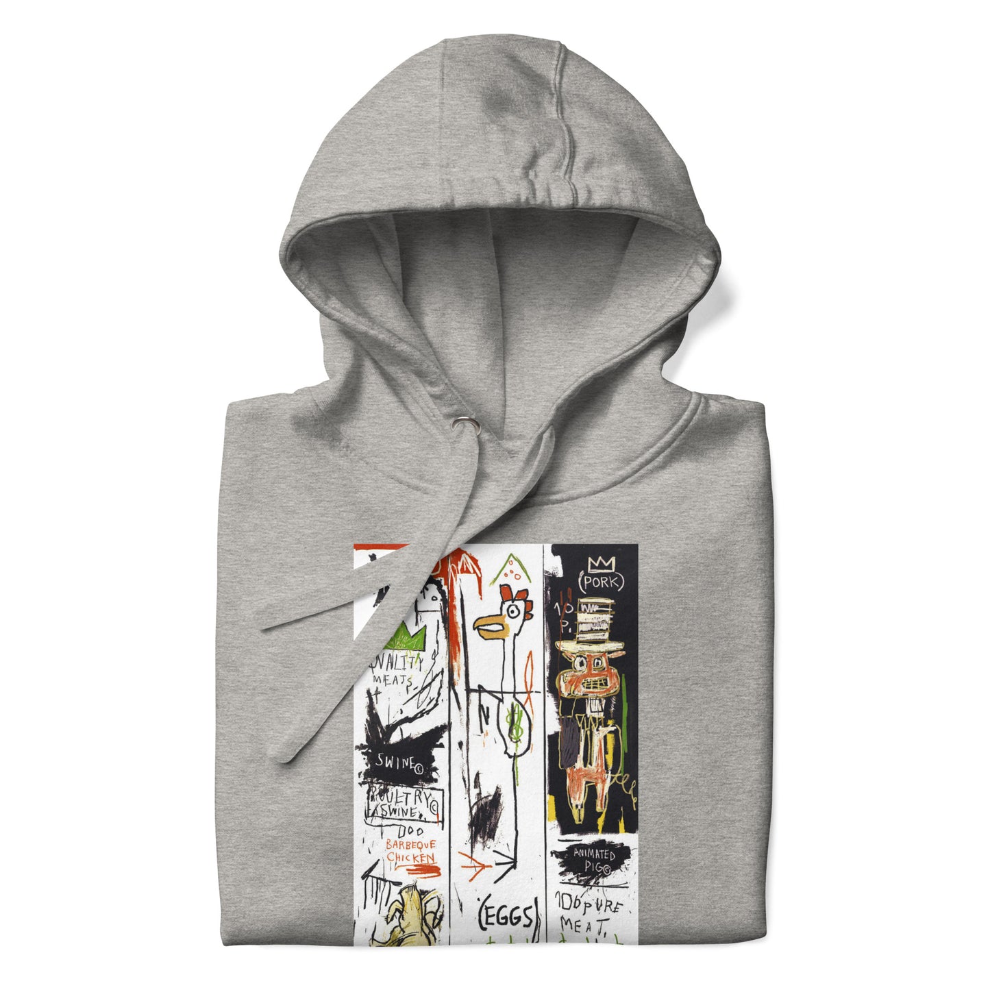 Jean-Michel Basquiat "Quality Meats for the Public" 1982 Artwork Printed Premium Streetwear Sweatshirt Hoodie Grey