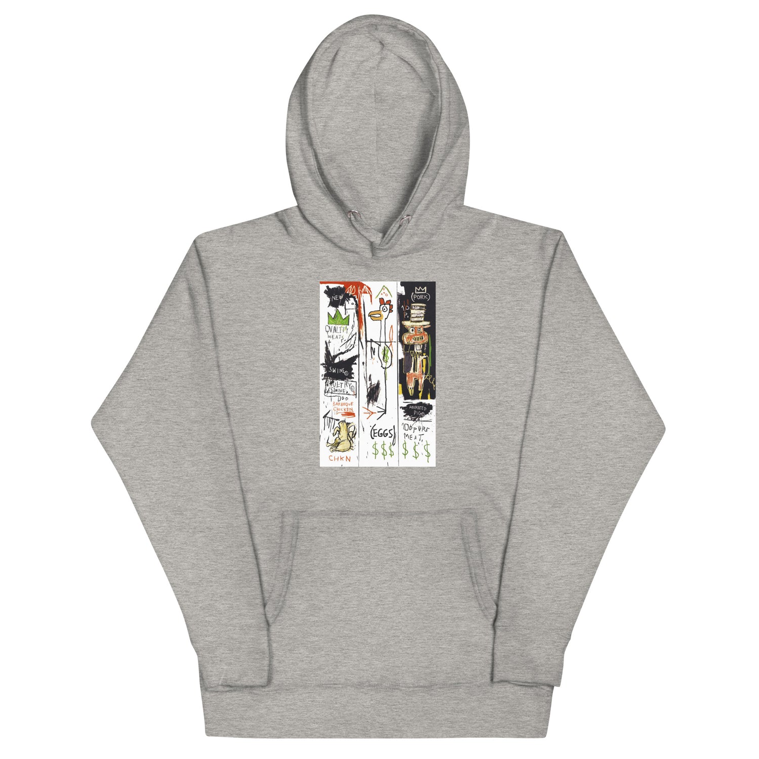 Jean-Michel Basquiat "Quality Meats for the Public" 1982 Artwork Printed Premium Streetwear Sweatshirt Hoodie Grey