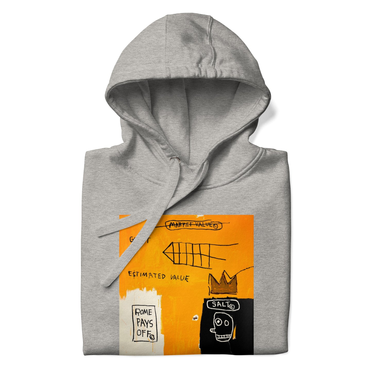 Jean-Michel Basquiat "Rome Pays Off" Artwork Printed Premium Streetwear Sweatshirt Hoodie Grey