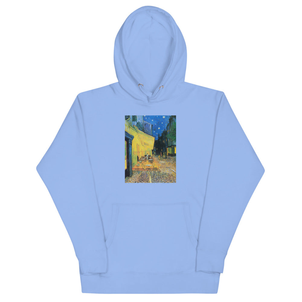 Vincent Van Gogh Café Terrace at Night Painting Printed Premium Carolina Blue Hoodie Sweatshirt Streetwear
