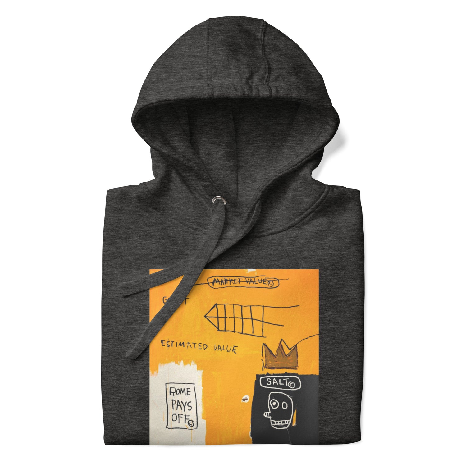 Jean-Michel Basquiat "Rome Pays Off" Artwork Printed Premium Streetwear Sweatshirt Hoodie Charcoal Grey