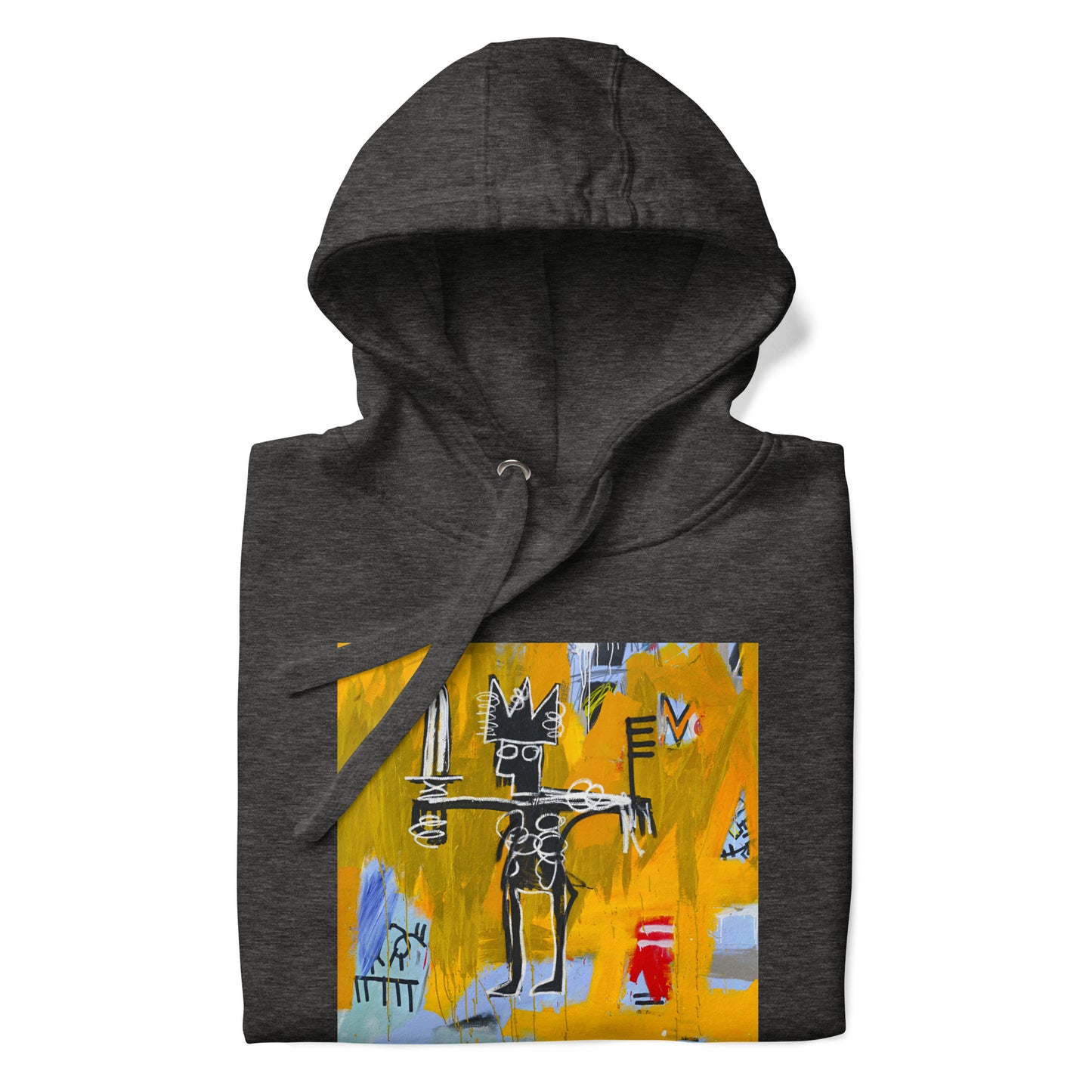 Jean-Michel Basquiat "Julius Caesar on Gold" Artwork Printed Premium Streetwear Sweatshirt Hoodie Charcoal Grey